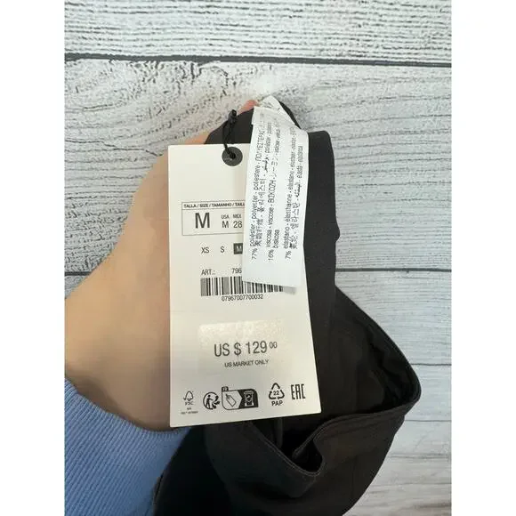 Zara Women's Brown Pleated Asymmetrical Buckle Midi Wrap Skirt Size Medium - Picture 10 of 10